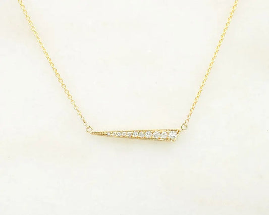 14K 0.12CT DIAMOND BAR NECKLACE