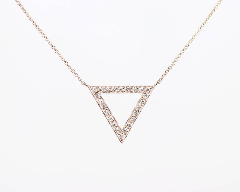 14K 0.35CT DIAMOND TRIANGLE NECKLACE