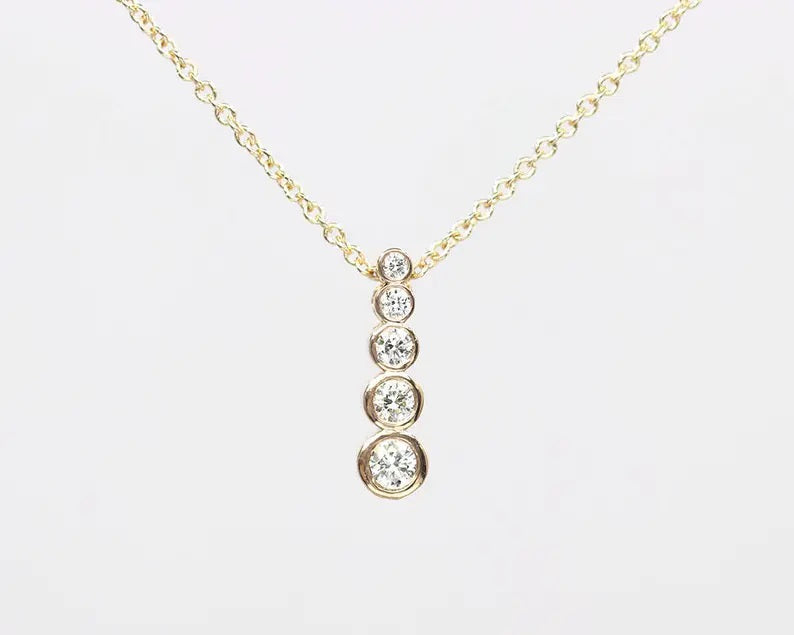 14K 5 DIAMOND BEZEL NECKLACE