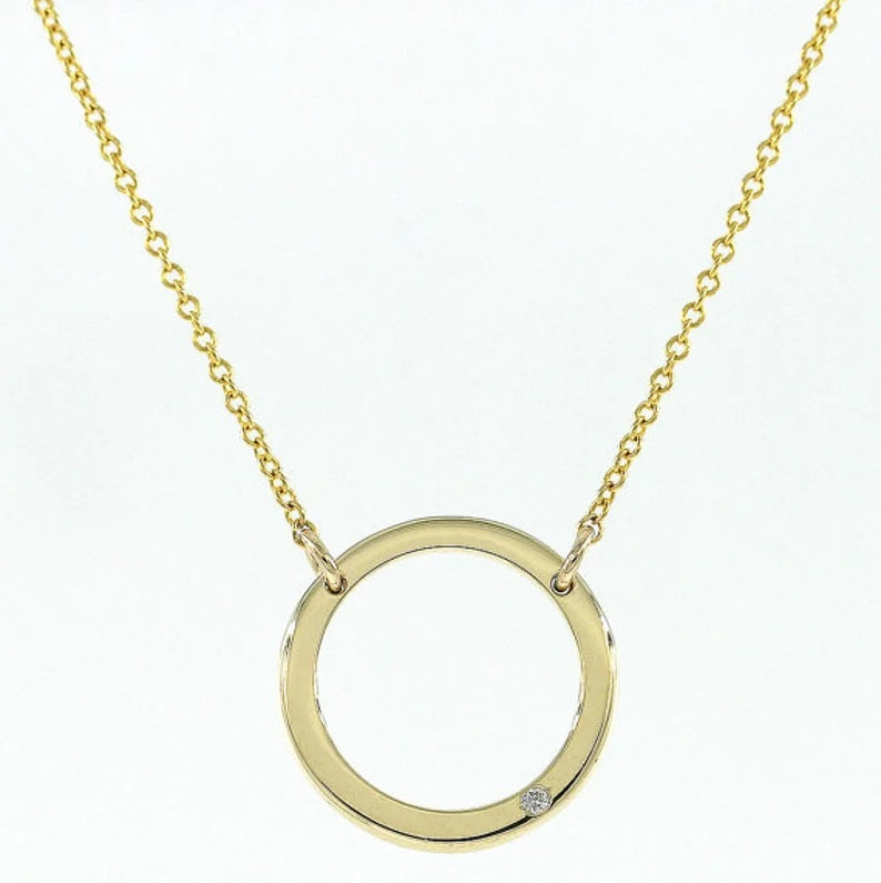 14K 1 DIAMOND CIRCLE NECKLACE