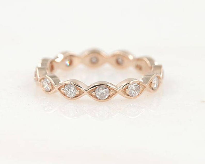 14K DIAMOND MARQUISE SHAPE ART DECO BAND