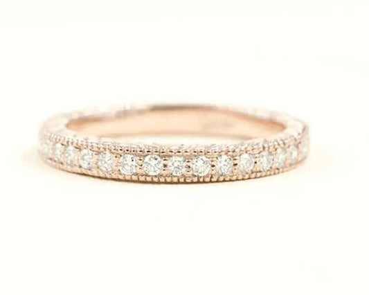 14K 0.23CT DIAMOND HALF ETERNITY VINTAGE STYLED BAND