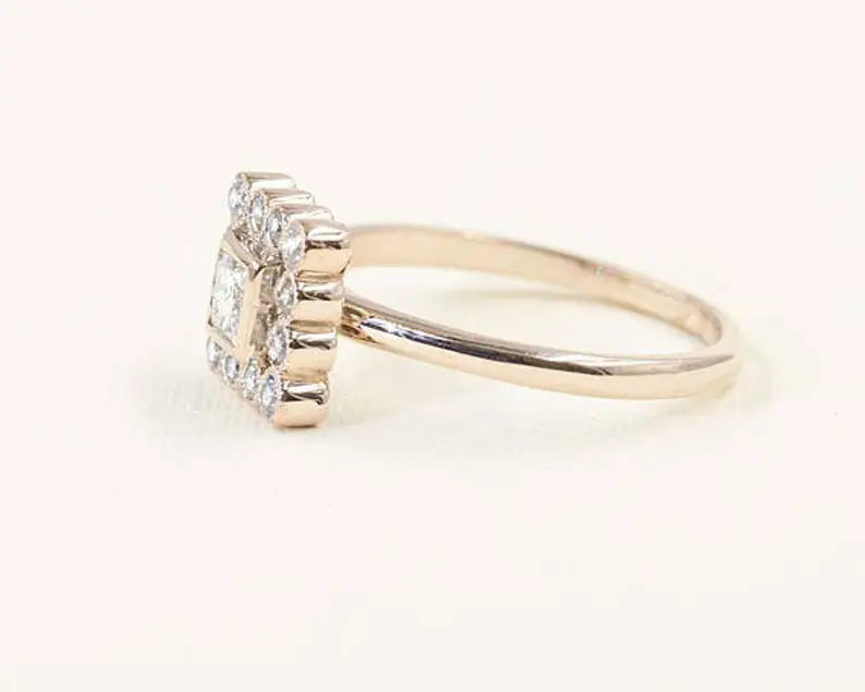 14K DIAMOND SQUARE RING