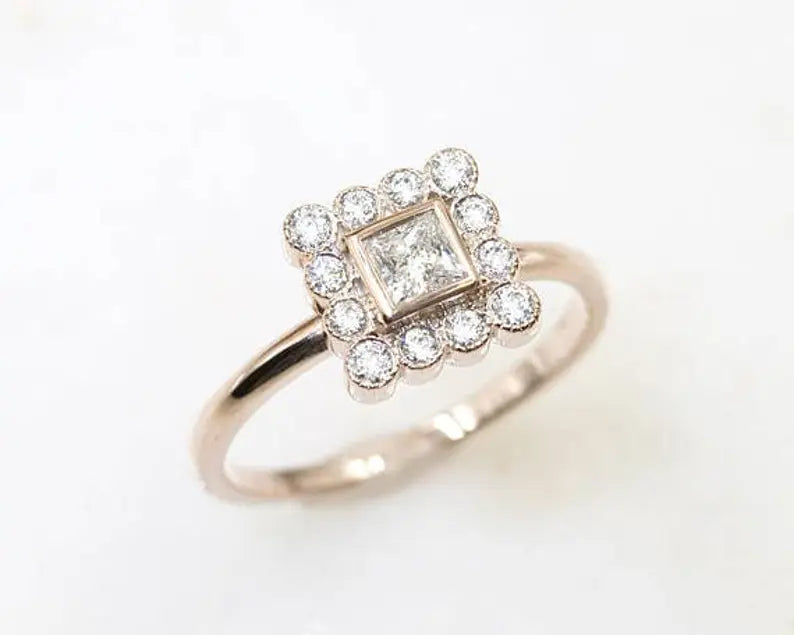 14K DIAMOND SQUARE RING