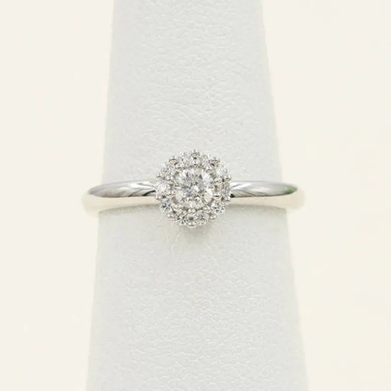 14K DIAMOND HALO FLOWER RING