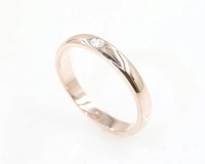 14K 1 DIAMOND ROUND 3MM BAND