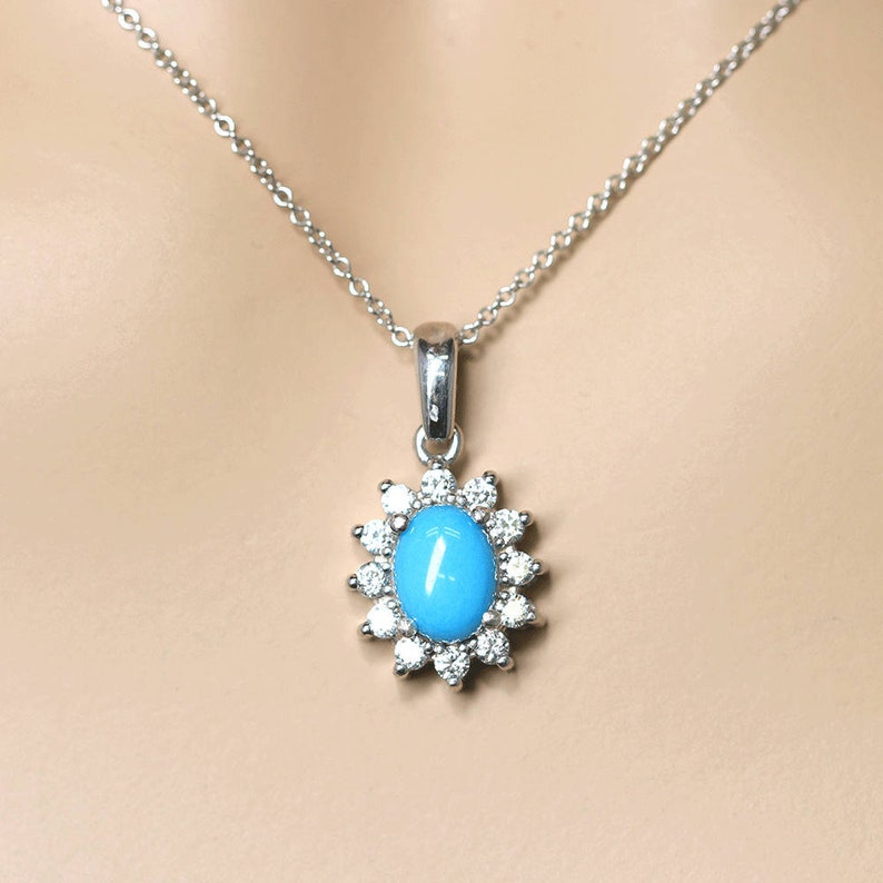 14K TURQUOISE DIAMOND SUNFLOWER NECKLACE