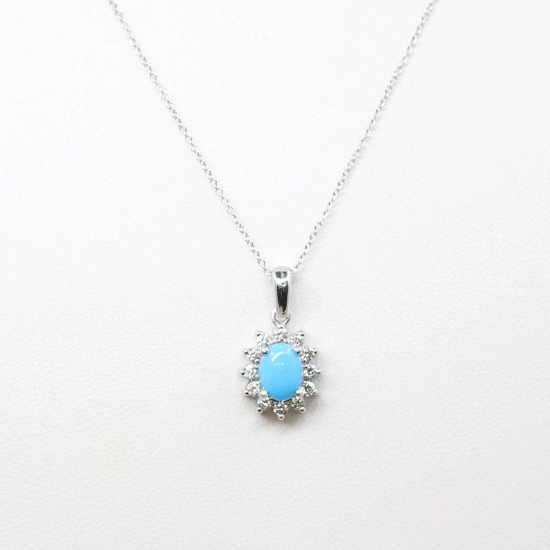 14K TURQUOISE DIAMOND SUNFLOWER NECKLACE