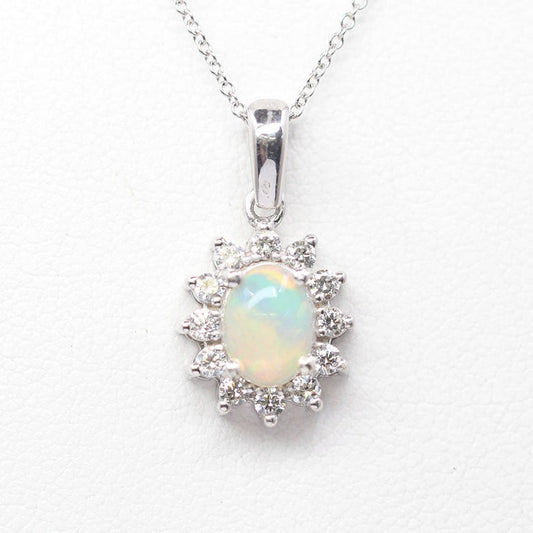 14K OPAL DIAMOND SUNFLOWER NECKLACE