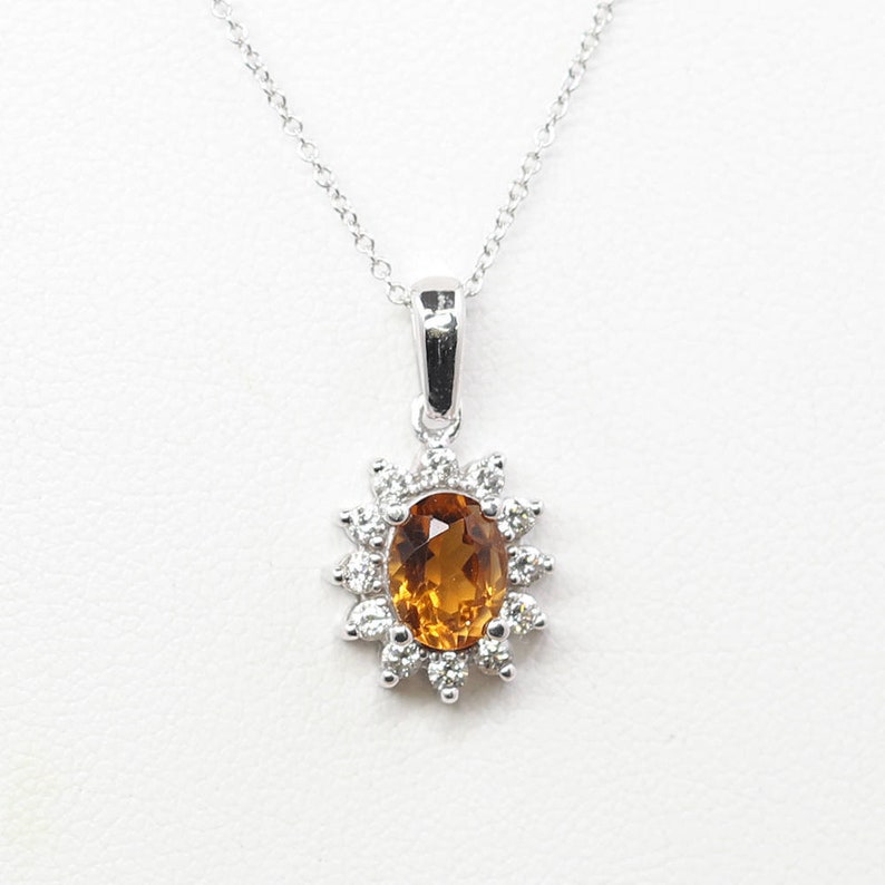 14K CITRINE DIAMOND SUNFLOWER NECKLACE