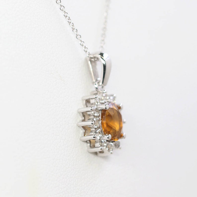 14K CITRINE DIAMOND SUNFLOWER NECKLACE