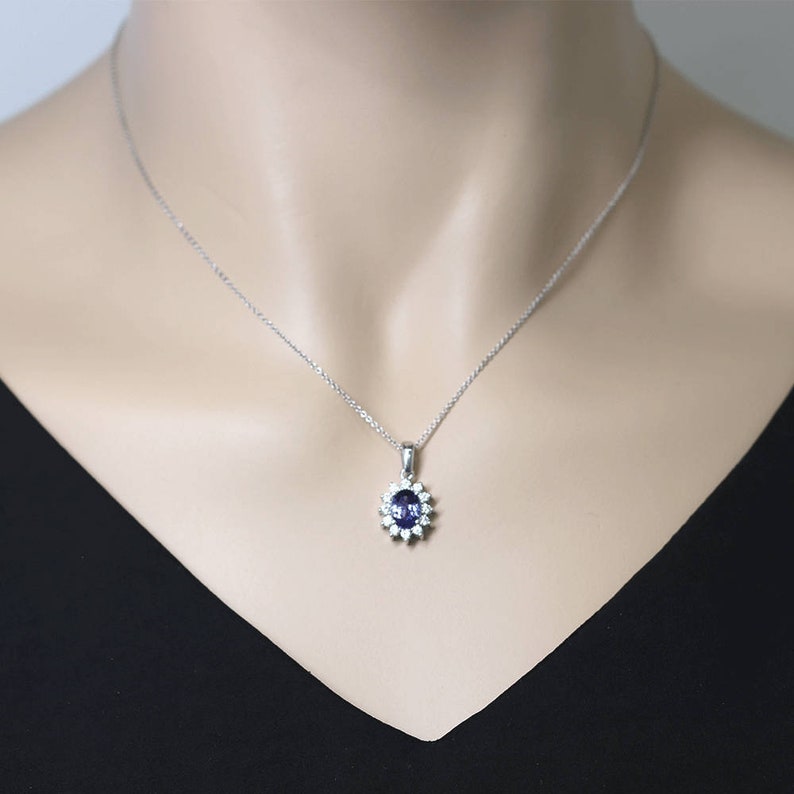 14K TANZANITE DIAMOND SUNFLOWER NECKLACE