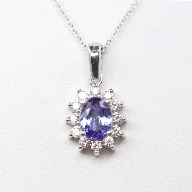 14K TANZANITE DIAMOND SUNFLOWER NECKLACE