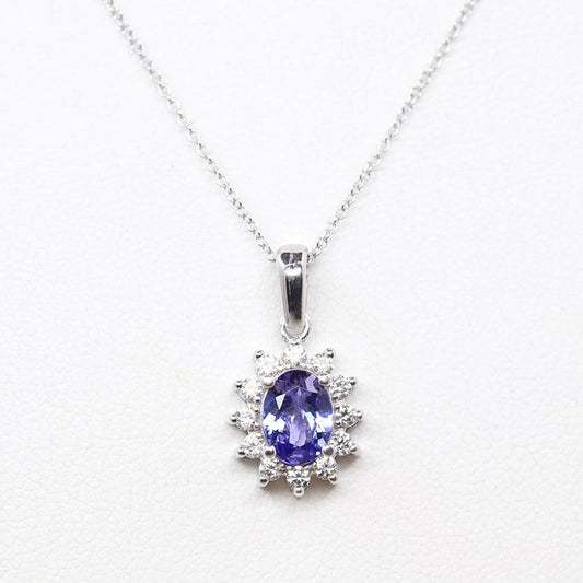 14K TANZANITE DIAMOND SUNFLOWER NECKLACE