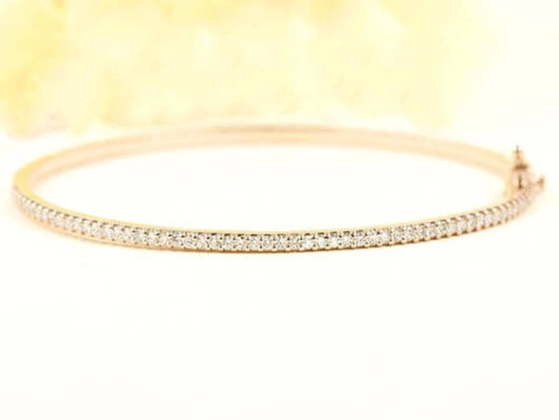 14K DIAMOND HALF ETERNITY BANGLE BRACELET