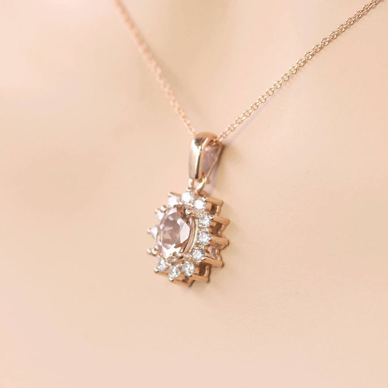 14K MORGANITE DIAMOND SUNFLOWER NECKLACE