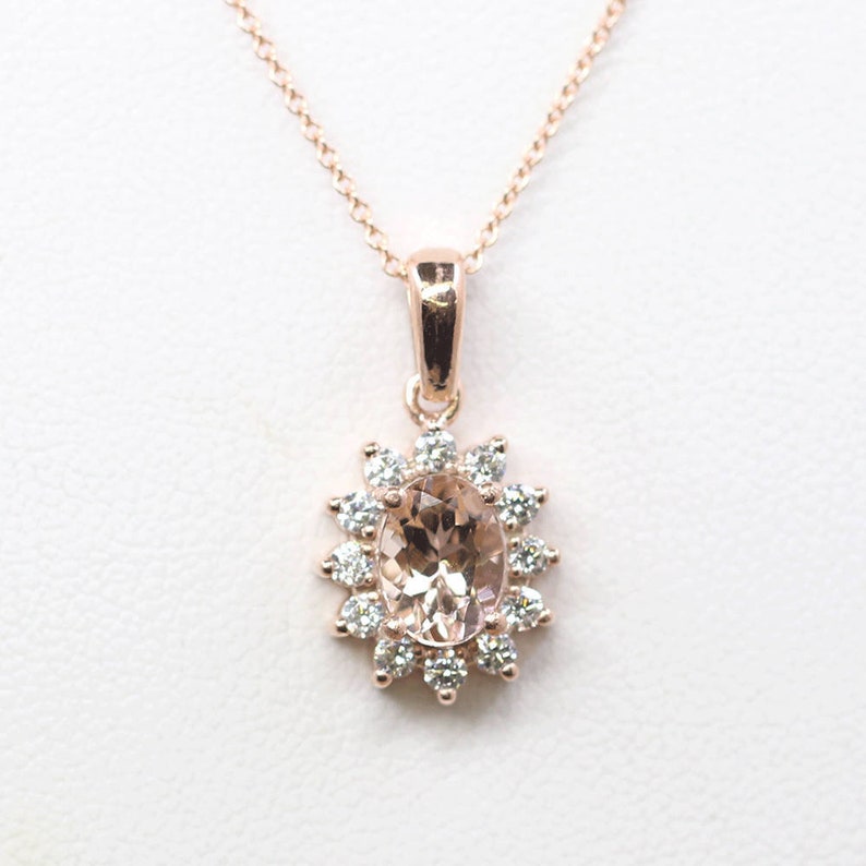 14K MORGANITE DIAMOND SUNFLOWER NECKLACE