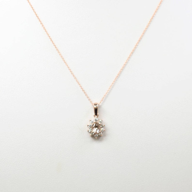 14K MORGANITE DIAMOND SUNFLOWER NECKLACE (SMALL VERSION)