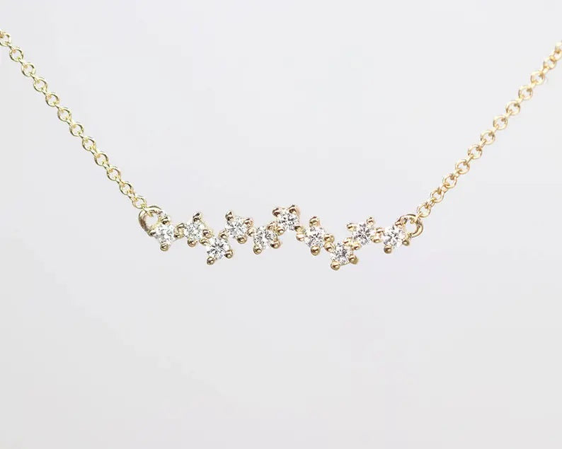 14K DIAMOND ZIGZAG NECKLACE