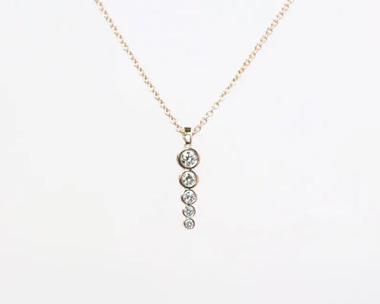 14K 5 DIAMOND BEZEL DROP NECKLACE