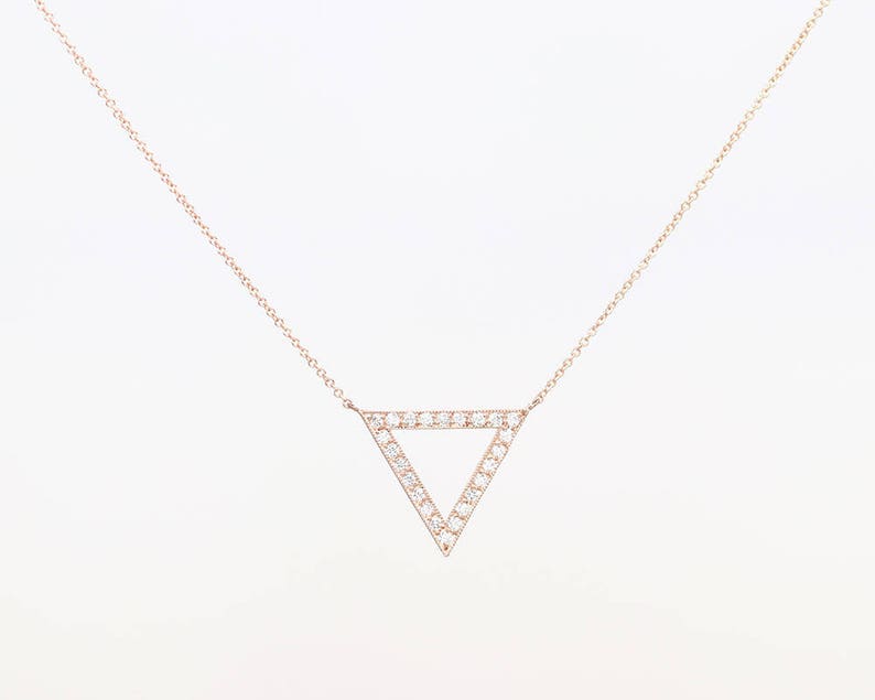 14K 0.35CT DIAMOND TRIANGLE NECKLACE