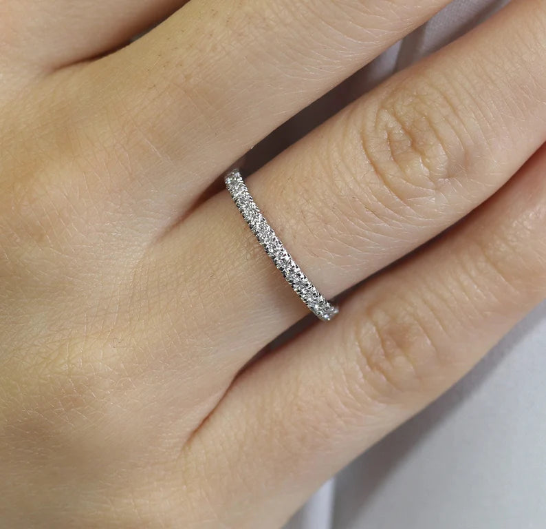 14K 0.25CT DIAMOND HALF ETERNITY 2MM BAND