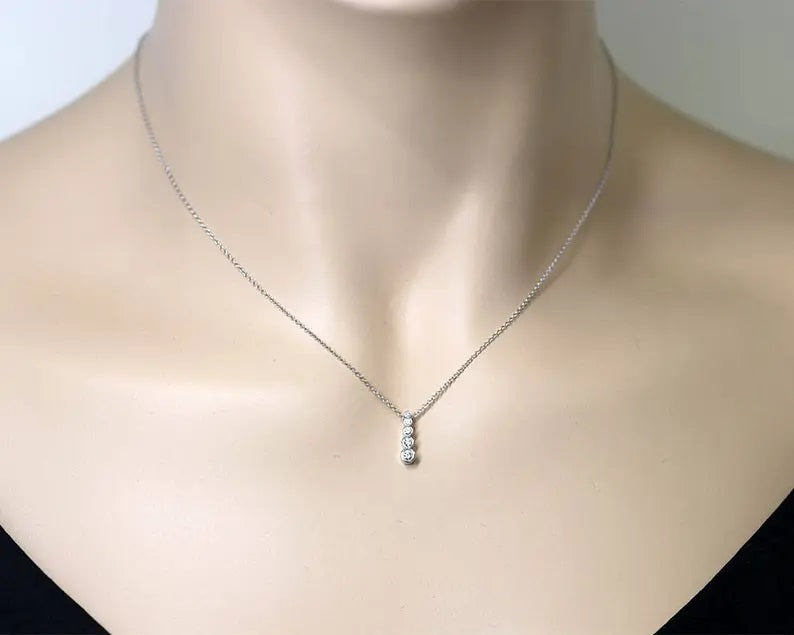 14K 5 DIAMOND BEZEL NECKLACE