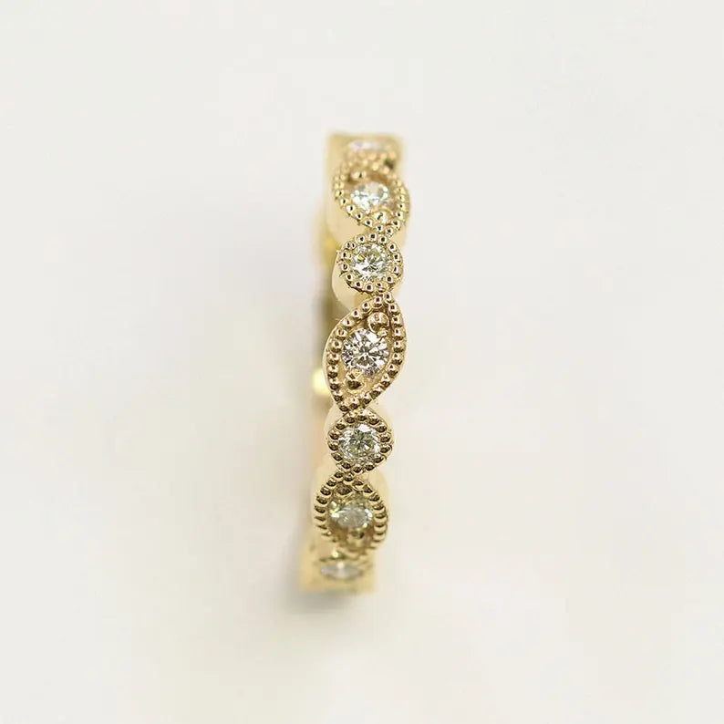 14K 0.40CT DIAMOND ART DECO BAND