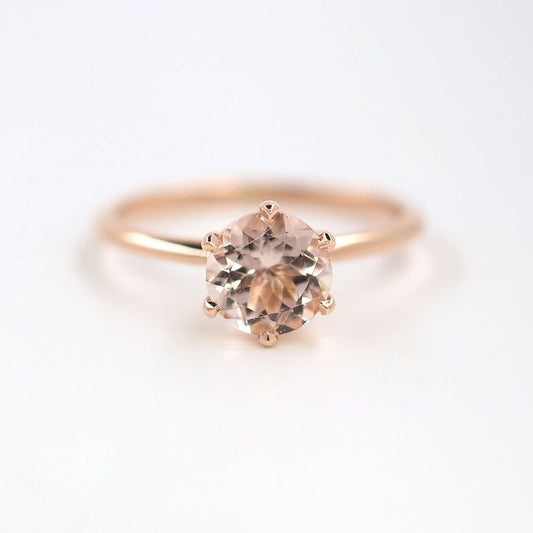 14K MORGANITE SOLITAIRE RING