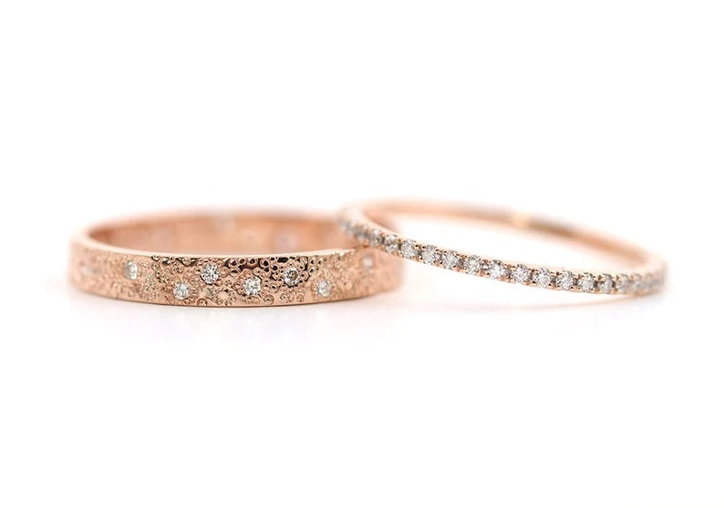 14K DIAMOND STARDUST 2 BAND SET