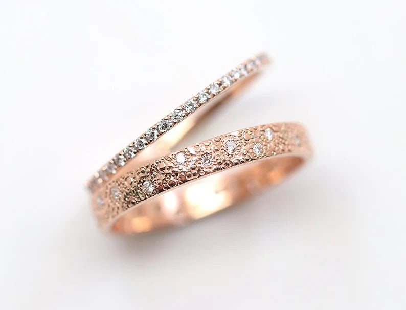 14K DIAMOND STARDUST 2 BAND SET