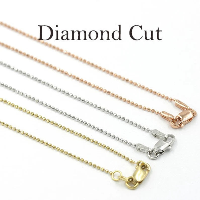 14K 1MM DIAMOND CUT BEADED CHAIN NECKLACE