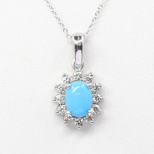 14K TURQUOISE DIAMOND SUNFLOWER NECKLACE