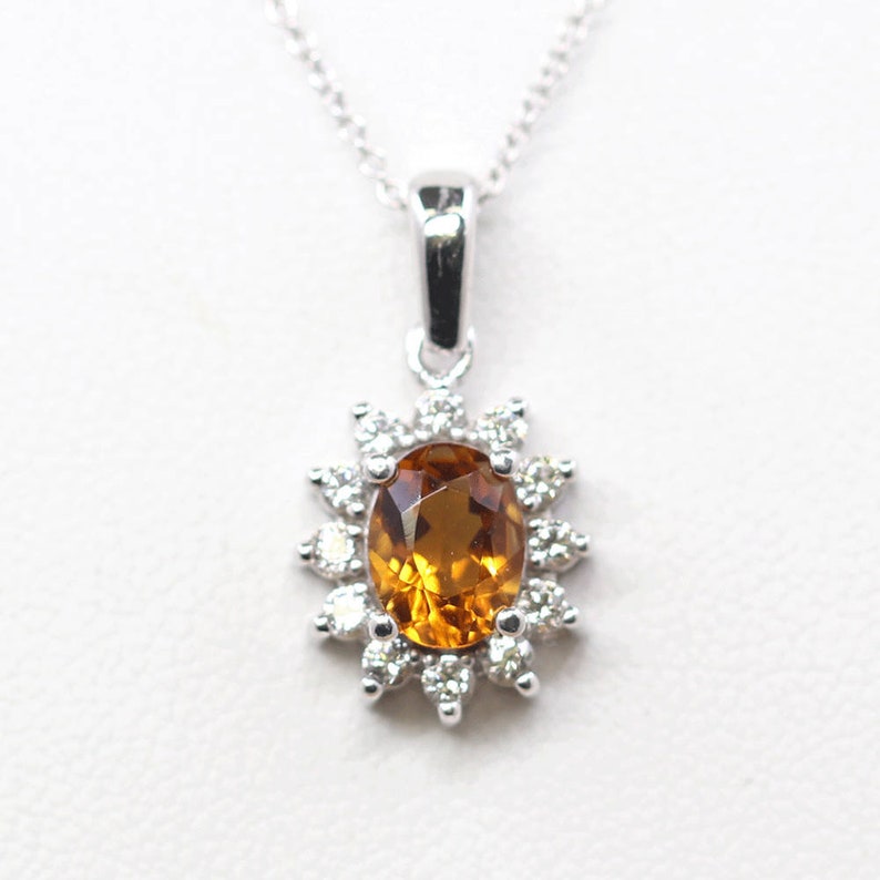 14K CITRINE DIAMOND SUNFLOWER NECKLACE