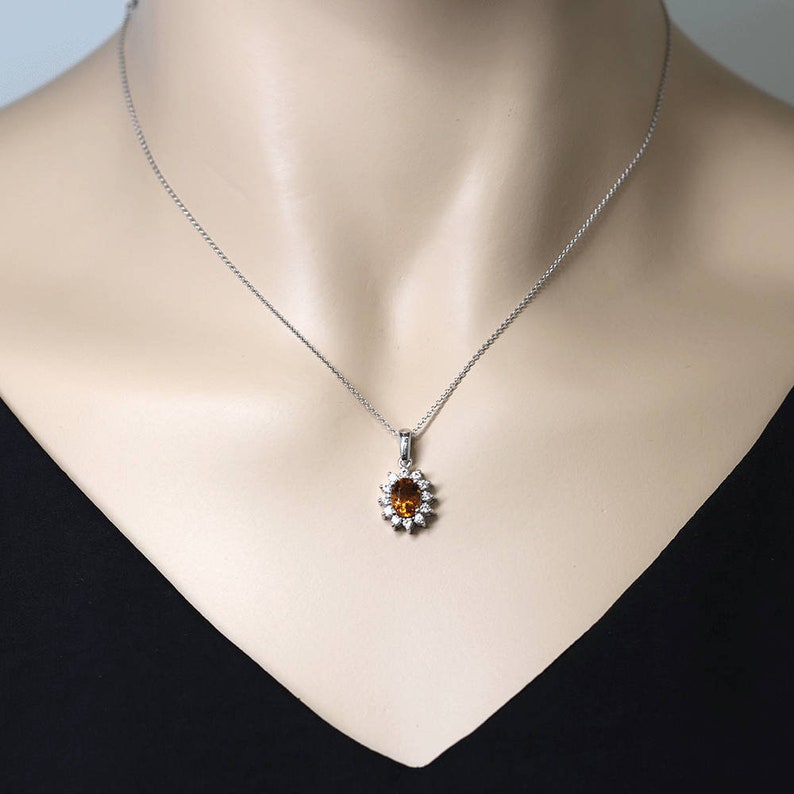 14K CITRINE DIAMOND SUNFLOWER NECKLACE