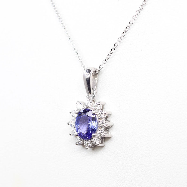 14K TANZANITE DIAMOND SUNFLOWER NECKLACE