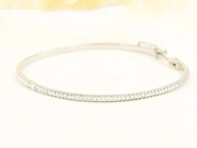 14K DIAMOND HALF ETERNITY BANGLE BRACELET