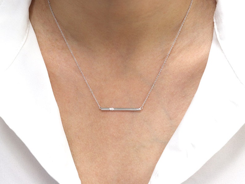 14K 1 DIAMOND BAR NECKLACE