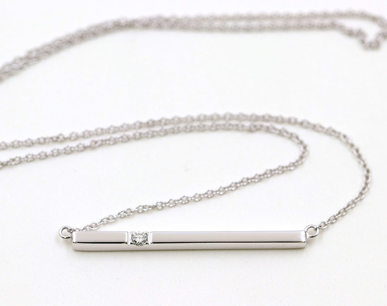 14K 1 DIAMOND BAR NECKLACE