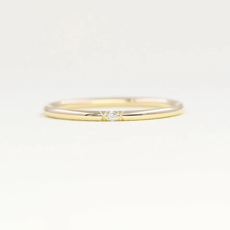 14K 1 DIAMOND 1.3MM BAND