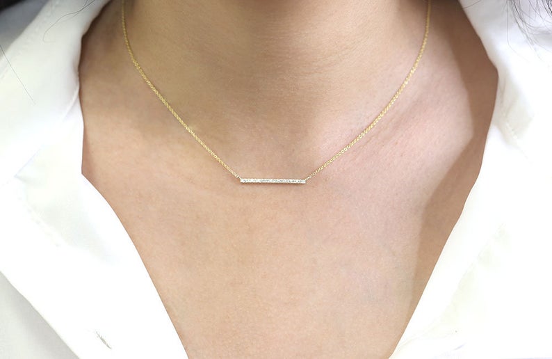 14K 20 DIAMOND BAR NECKLACE