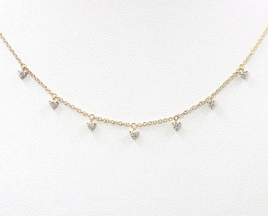 14K 7 DIAMOND DANGLING NECKLACE