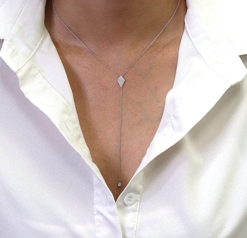 14K DIAMOND RHOMBUS LARIAT NECKLACE