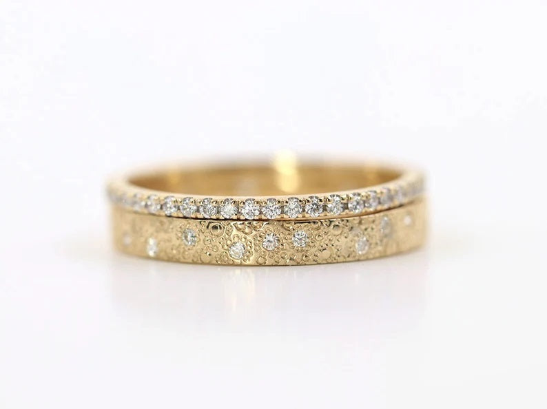 14K DIAMOND STARDUST 2 BAND SET