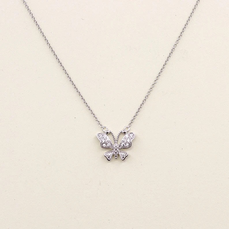 14K 0.12CT DIAMOND BUTTERFLY NECKLACE