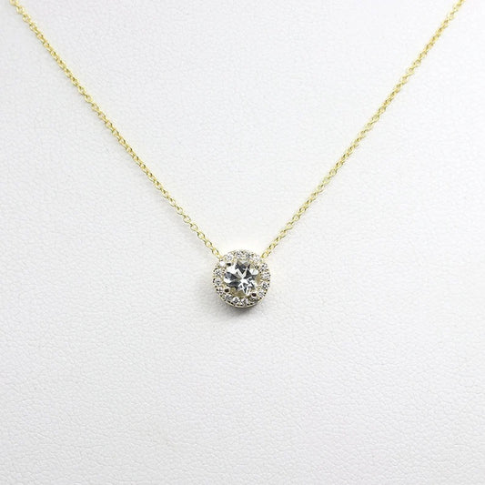 14K AQUAMARINE DIAMOND HALO NECKLACE