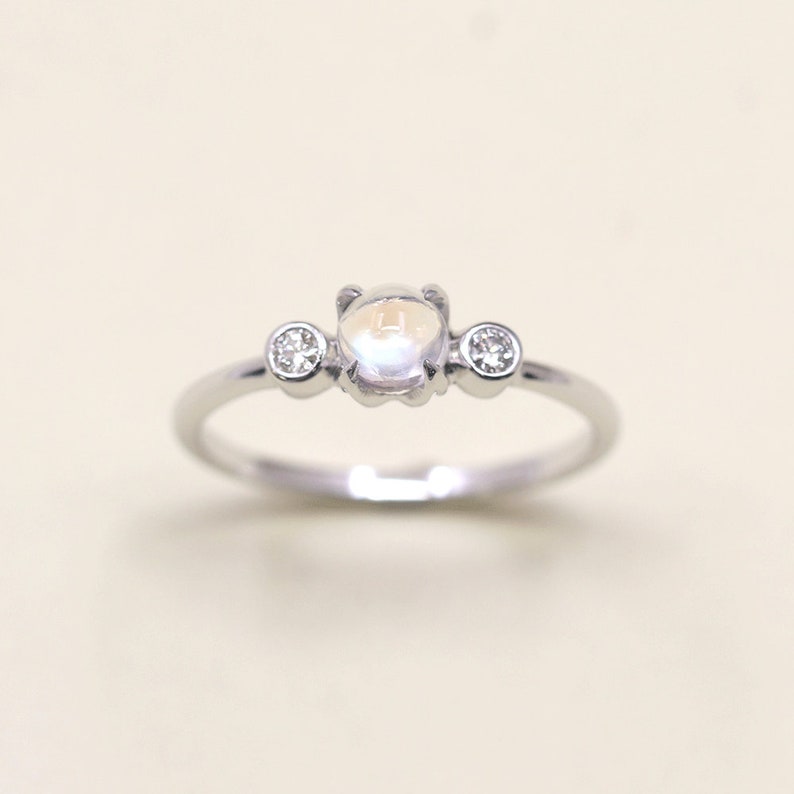 14K MOONSTONE DIAMOND BEZEL RING