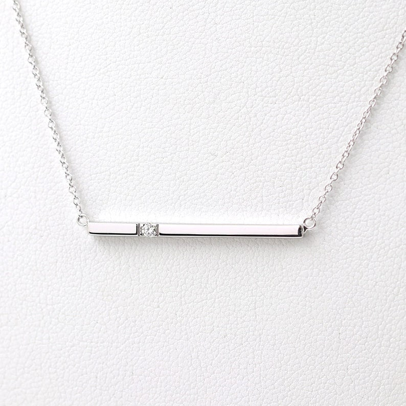 14K 1 DIAMOND BAR NECKLACE