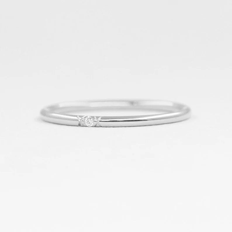 14K 1 DIAMOND 1.3MM BAND