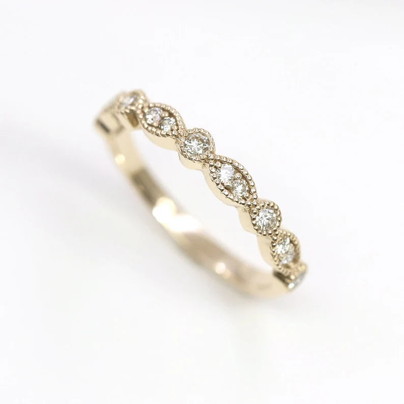 14K 0.30CT DIAMOND ART DECO BAND